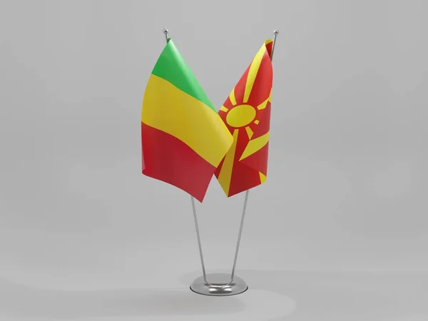 Macedonia Banderas Cooperación Malí Fondo Blanco Render —  Fotos de Stock