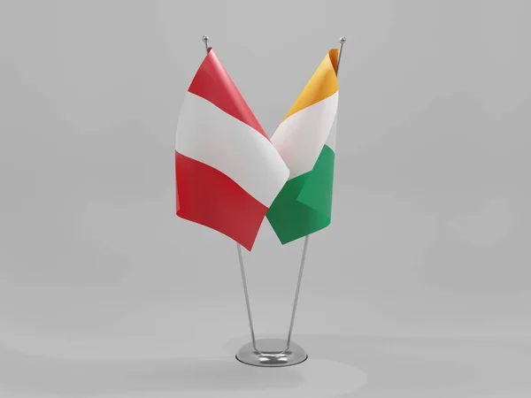 Costa Ivoire Banderas Cooperación Perú Fondo Blanco Render —  Fotos de Stock