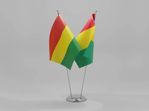 ギニア ボリビア協力旗 白背景 3Dレンダリング — ストック写真