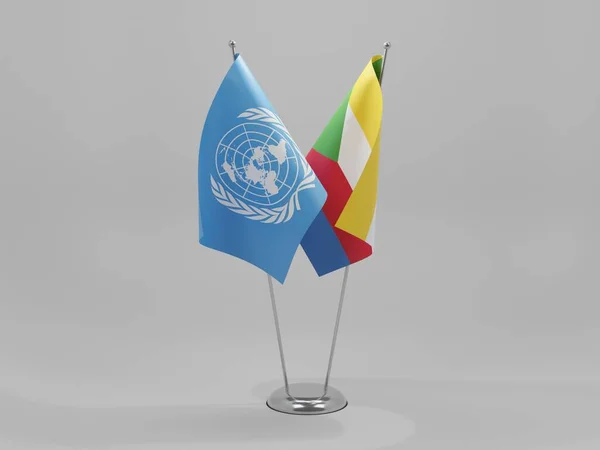 Komoros Birleşmiş Milletler Şbirliği Bayrakları Beyaz Arkaplan Render — Stok fotoğraf