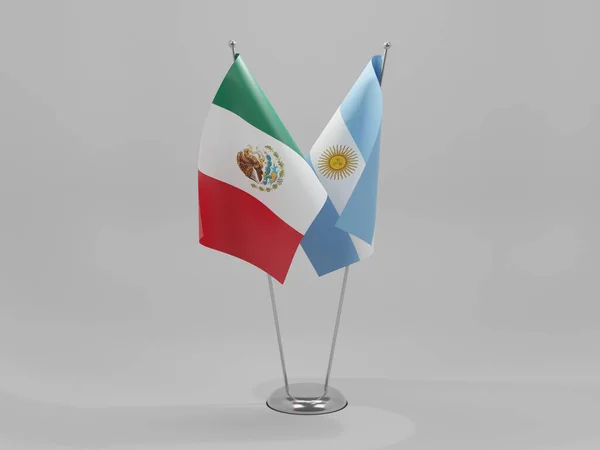 Banderas Cooperación Argentina México Fondo Blanco Render — Foto de Stock