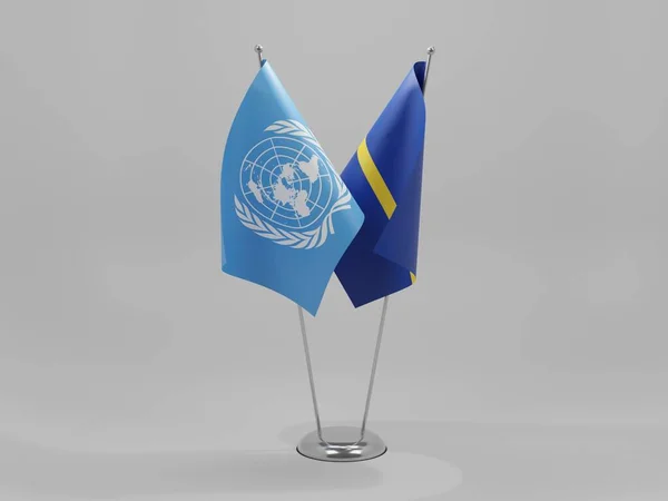 Nauru Birleşmiş Milletler Şbirliği Bayrakları Beyaz Arkaplan Render — Stok fotoğraf