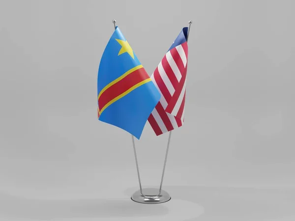 Liberia Demokratiska Republiken Kongo Flaggor För Samarbete Vit Bakgrund Render — Stockfoto