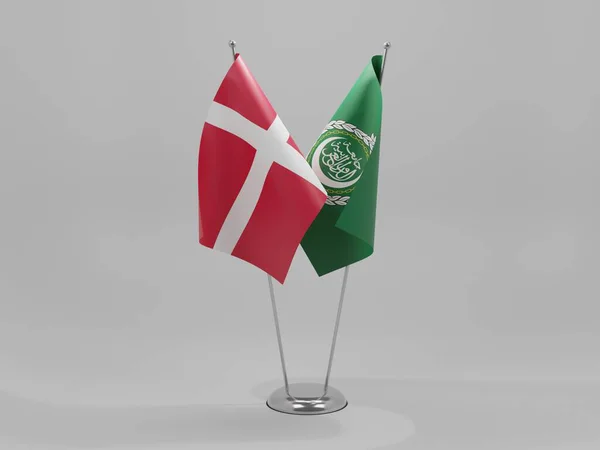 Ligue Arabe Danemark Drapeaux Coopération Fond Blanc Render — Photo