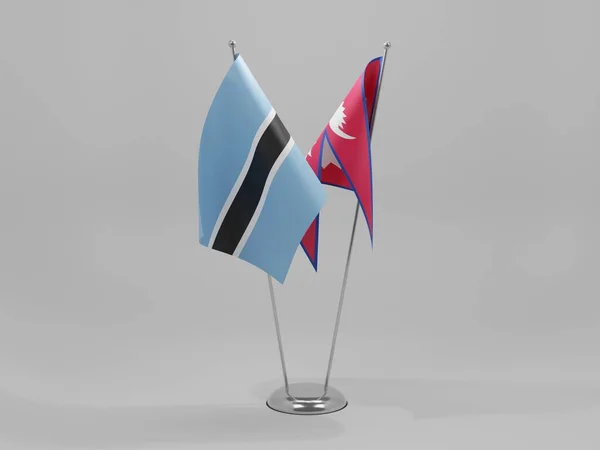 Nepal Botswana Samenwerkingsvlaggen Witte Achtergrond Render — Stockfoto
