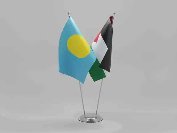 Παλαιστίνη Palau Cooperation Flags Λευκό Φόντο Render — Φωτογραφία Αρχείου