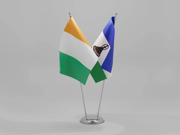 Lesotho Cote Ivoire Cooperation Flags White Background Render — Stock Photo, Image