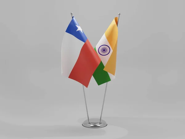 India Chili Samenwerkingsvlaggen Witte Achtergrond Render — Stockfoto