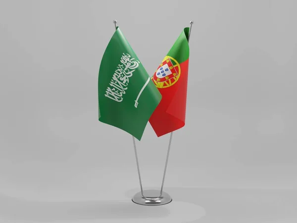 ポルトガル サウジアラビア協力旗 白背景 3Dレンダリング — ストック写真