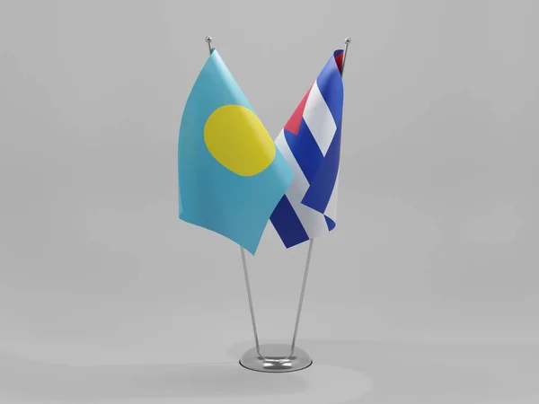 Küba Palau Şbirliği Bayrakları Beyaz Arkaplan Render — Stok fotoğraf