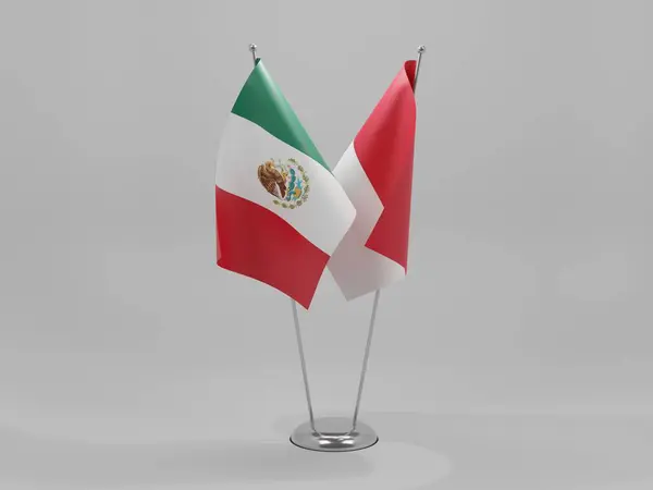 Indonesia Banderas Cooperación México Fondo Blanco Render — Foto de Stock