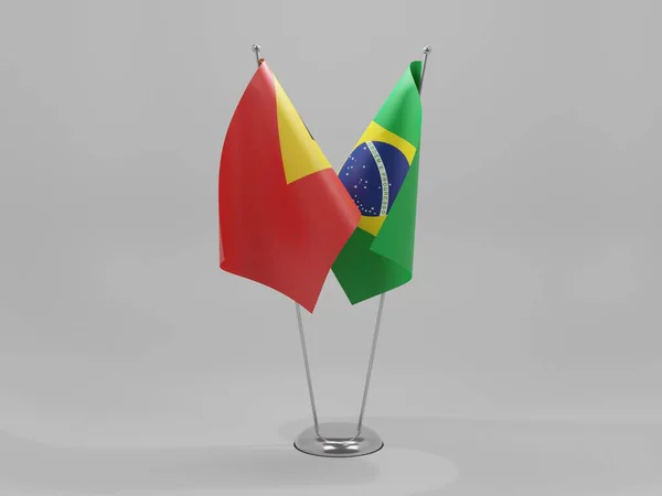 Brasil Timor Leste Bandeiras Cooperação Fundo Branco Render — Fotografia de Stock