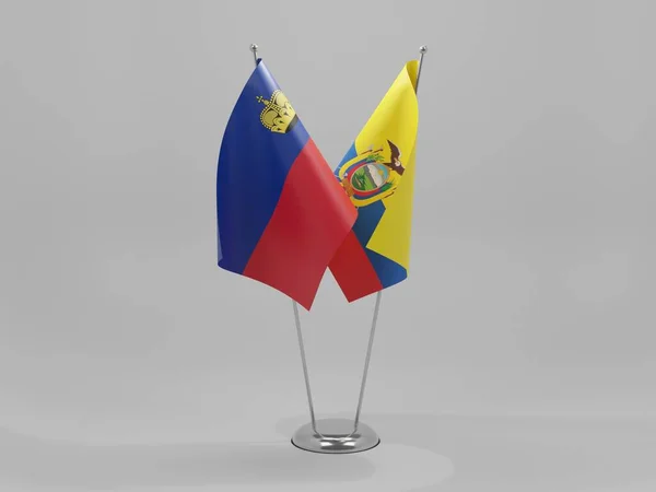 Ecuador Liechtenstein Cooperation Flags White Background Render — 스톡 사진