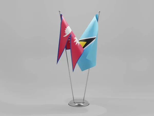 Saint Lucia Nepal Cooperation Flags White Background Render — 스톡 사진