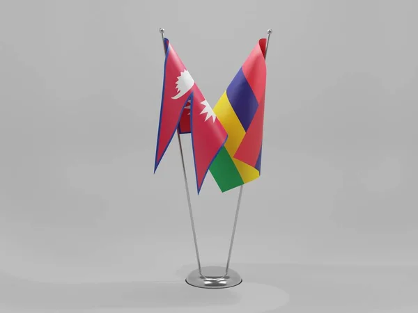 Maurício Bandeiras Cooperação Nepal Fundo Branco Render — Fotografia de Stock