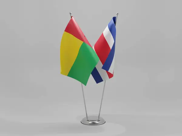 Costa Rica Bandiere Cooperazione Guinea Bissau Sfondo Bianco Render — Foto Stock