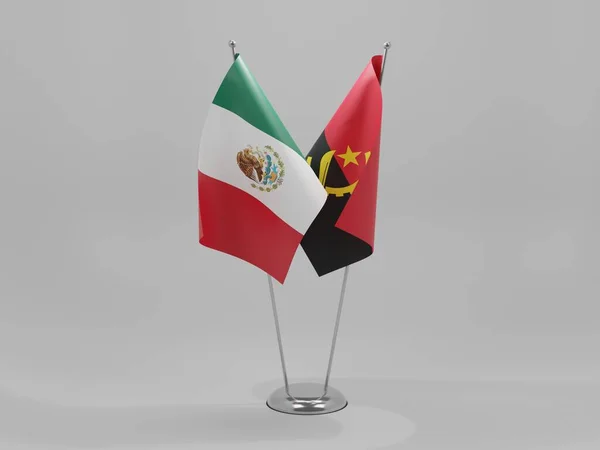 Angola Banderas Cooperación México Fondo Blanco Render — Foto de Stock