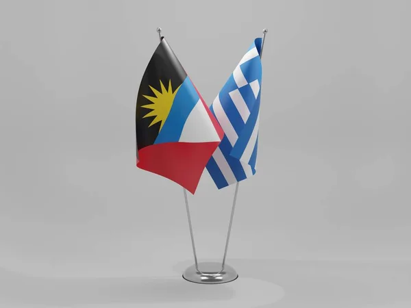Yunani Antigua Dan Barbuda Cooperation Flags White Background Render — Stok Foto
