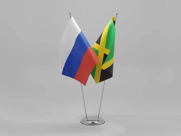 Jamaica Banderas Cooperación Rusia Fondo Blanco Render — Foto de Stock