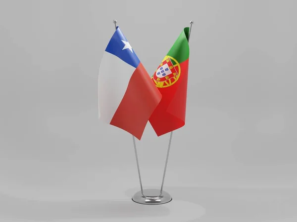 Portugal Chile Cooperation Flags White Background Render — 스톡 사진