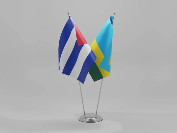 Ruanda Cuba Bandeiras Cooperação Fundo Branco Render — Fotografia de Stock