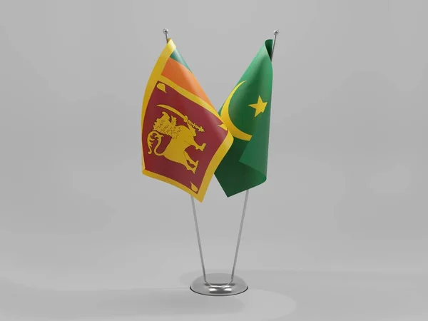 Mauretanien Sri Lanka Kooperationsflaggen Weißer Hintergrund Render — Stockfoto