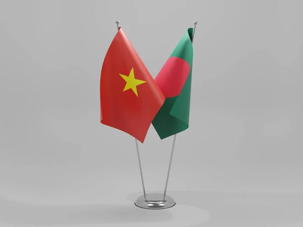 孟加拉国 越南合作旗帜 白色背景 3D渲染 — 图库照片