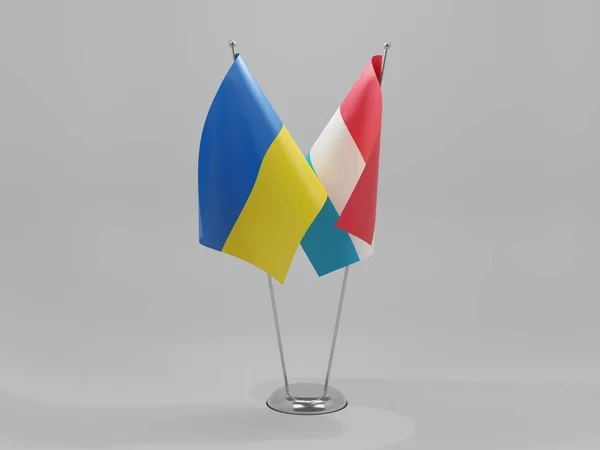 Люксембург Україна Прапори Співробітництва Біле Тло Рендер — стокове фото