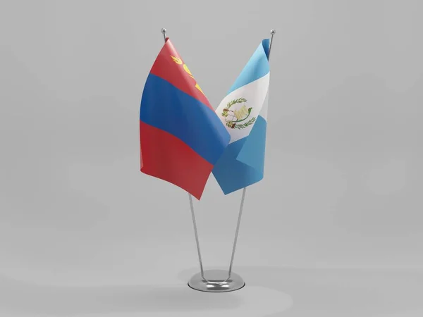 Флаги Сотрудничества Между Гватемалой Монголией Белый Фон Рендер — стоковое фото