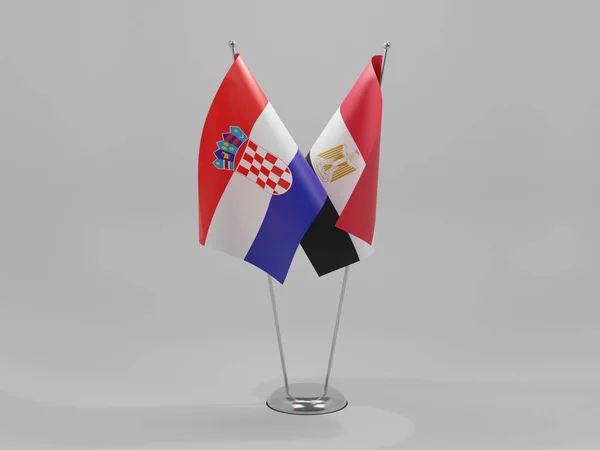 Ägypten Kroatien Kooperationsfahnen Weißer Hintergrund Render — Stockfoto