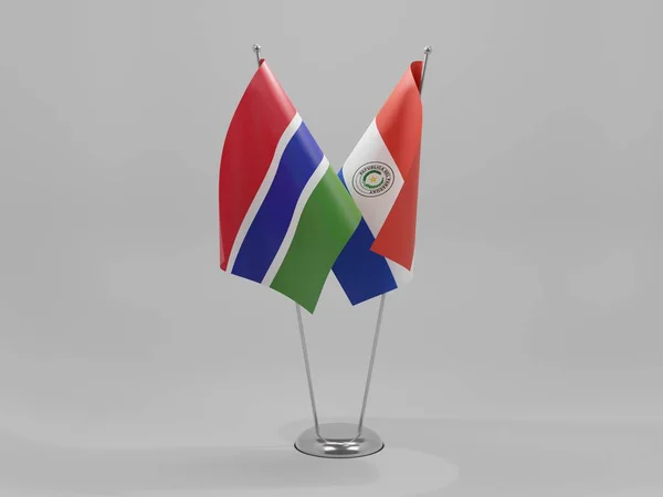 Paraguay Samenwerking Gambia Vlaggen Witte Achtergrond Render — Stockfoto