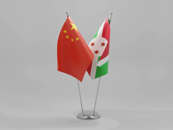 Burundi Kína Együttműködési Zászlók Fehér Háttér Render — Stock Fotó