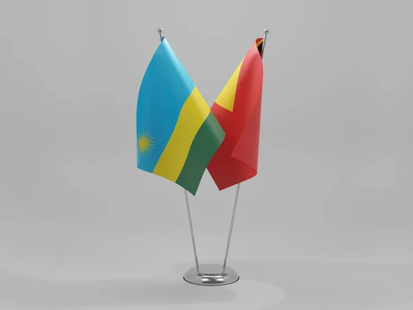 Timor Oriental Banderas Cooperación Ruanda Fondo Blanco Render —  Fotos de Stock