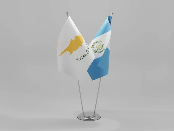 Guatemala Kıbrıs Şbirliği Bayrakları Beyaz Arkaplan Render — Stok fotoğraf