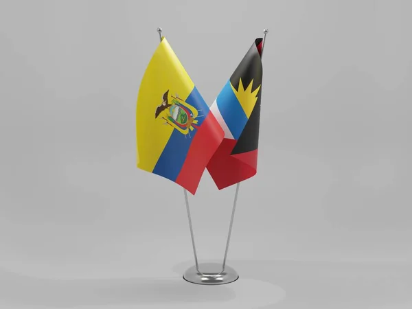 Antigua Barbuda Flagi Współpracy Ekwadoru Białe Tło Render — Zdjęcie stockowe
