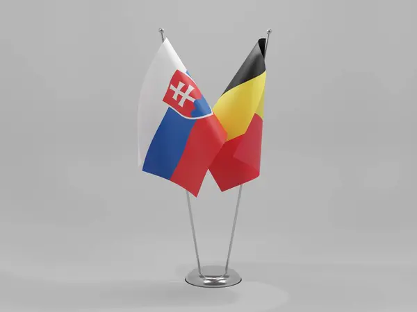 Belgium Словаччина Прапори Співпраці White Background Render — стокове фото