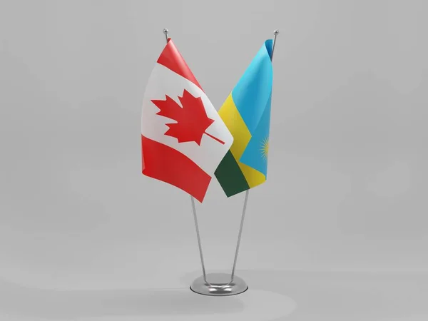 Ruanda Banderas Cooperación Canadá Fondo Blanco Render — Foto de Stock