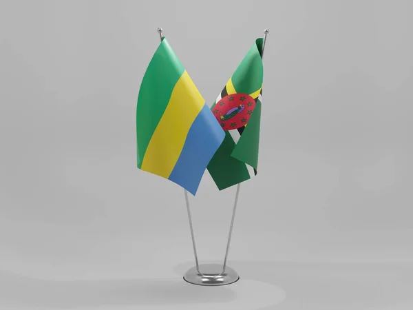 Dominica Gabón Banderas Cooperación Fondo Blanco Render —  Fotos de Stock