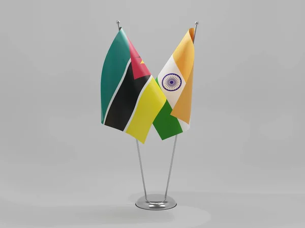 India Mozambique Cooperation Flags White Background Render — стокове фото