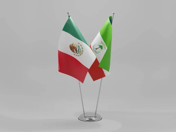 Guinea Ecuatorial Banderas Cooperación México Fondo Blanco Render — Foto de Stock