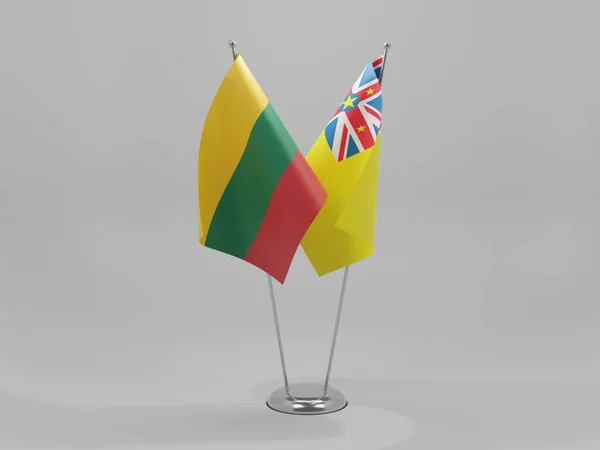 Niue Banderas Cooperación Lituania Fondo Blanco Render — Foto de Stock