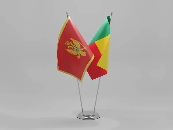 Μπενίν Μαυροβούνιο Σημαίες Συνεργασίας Λευκό Φόντο Render — Φωτογραφία Αρχείου