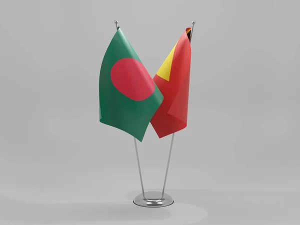 Timor Oriental Banderas Cooperación Bangladesh Fondo Blanco Render —  Fotos de Stock