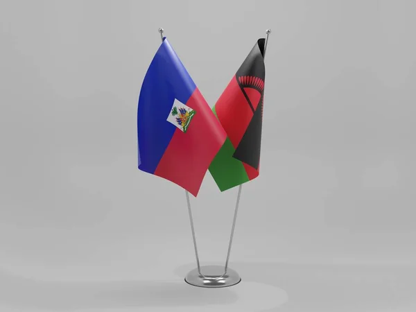 Malawi Banderas Cooperación Haití Fondo Blanco Render — Foto de Stock
