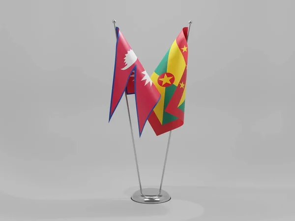 Grenada Nepal Samenwerkingsvlaggen Witte Achtergrond Render — Stockfoto