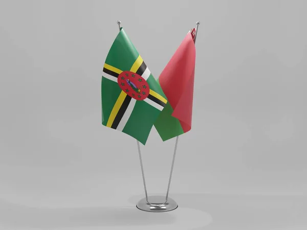 Bielorrusia Banderas Cooperación Dominica Fondo Blanco Render — Foto de Stock