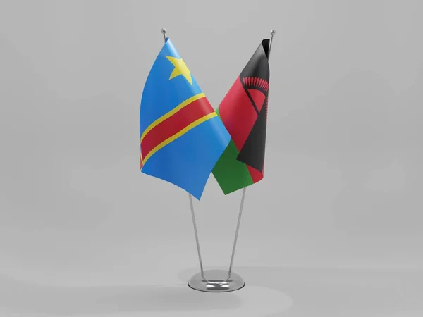 Malawi Congo Bandeiras Cooperação República Democrática Fundo Branco Render — Fotografia de Stock