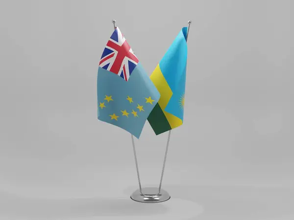 Rwanda Tuvalu Samenwerkingsvlaggen Witte Achtergrond Render — Stockfoto