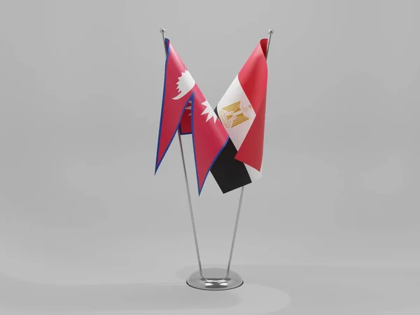 Mısır Nepal Şbirliği Bayrakları Beyaz Arkaplan Yapılandırma — Stok fotoğraf