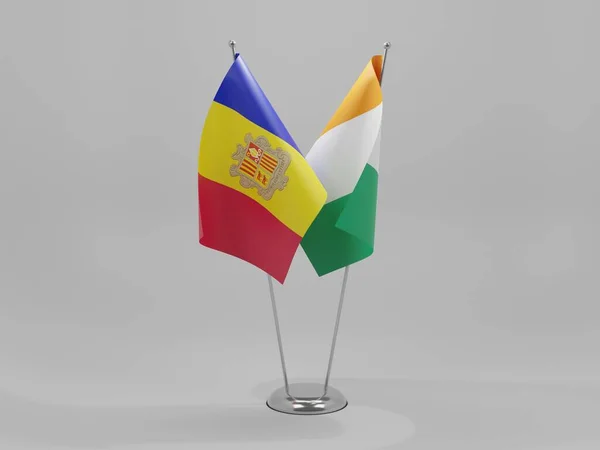 Cote Ivoire Andorra Cooperation Flags White Background Render — 스톡 사진